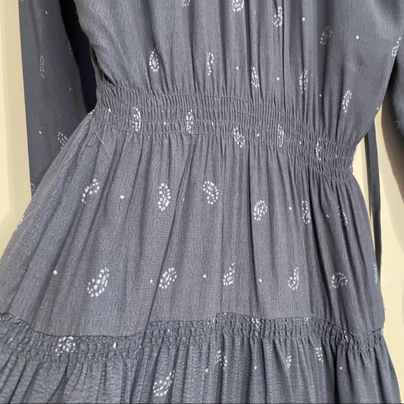 Urban Outfitters Tiered Blue Boho Peasant Long Sleeve Midi Dress Size XS - Picture 7 of 9